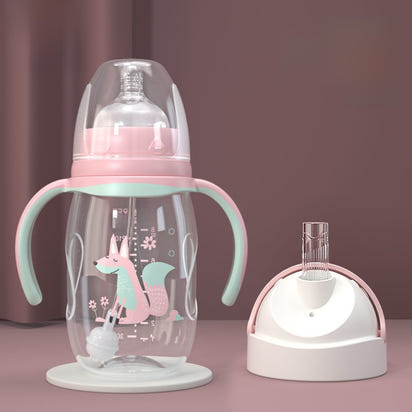 Baby Bottle with Straw Handle Wide Mouth